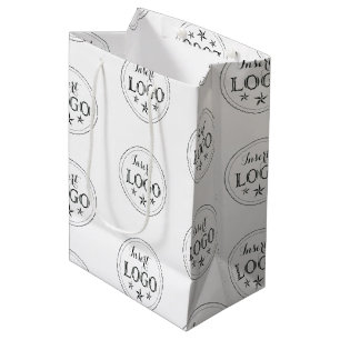 Sac cadeau moyen blanc classique avec logo personn