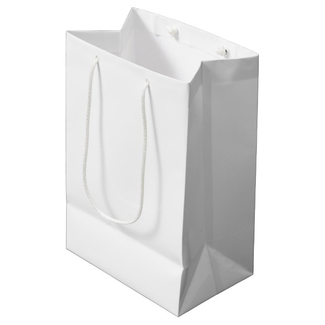 Sac Cadeau Moyen Blanc solide (Devant Angle)