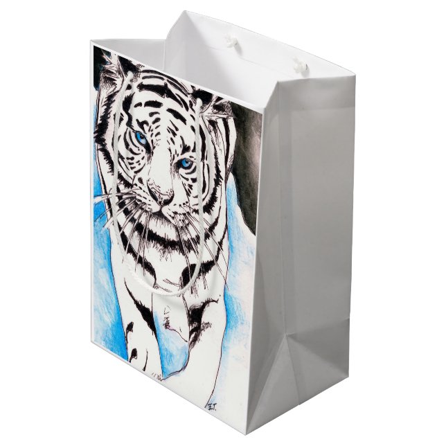 Sac Cadeau Moyen Blanche scie de tigre de Sibérie (Dos Angle)