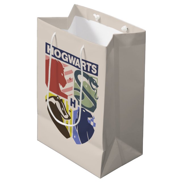 Sac Cadeau Moyen Blason timbré vintage HOGWARTS™ (Devant Angle)