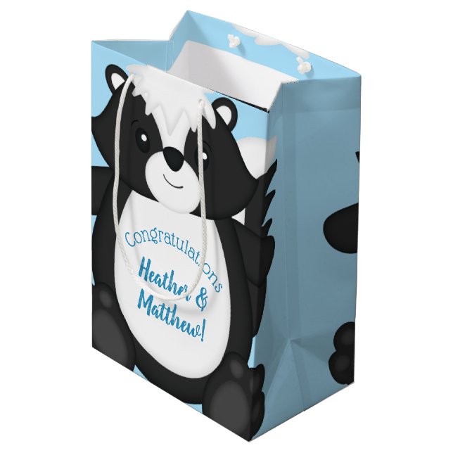 Sac Cadeau Moyen Bleu Baby shower (Dos Angle)