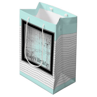 Sac Cadeau Moyen Bleu clair noir et blanc