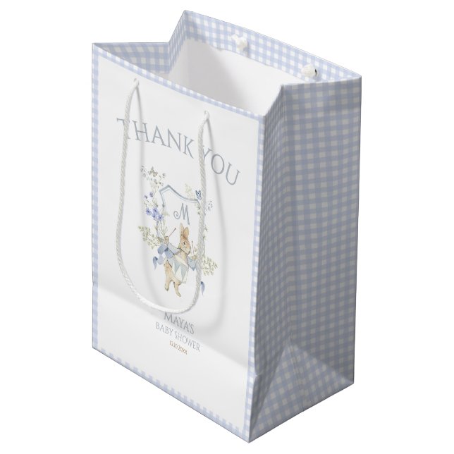 Sac Cadeau Moyen Bleu En vichy Peter le Baby shower Rabbit MUTED BL