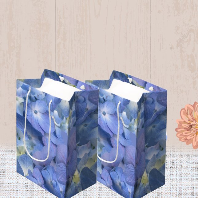 Sac Cadeau Moyen Bleu Hydrangée en fleurs (Créateur téléchargé)