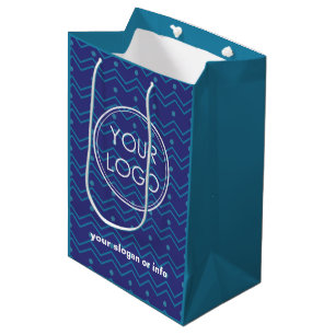 Sac Cadeau Moyen Bleu Logo Personnalisé Professionnel Promotionne