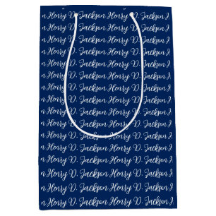 Sac Cadeau Moyen Bleu marine unique écriture classique uni