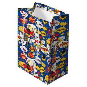 Sac Cadeau Moyen Bleu Motif de conception de livre