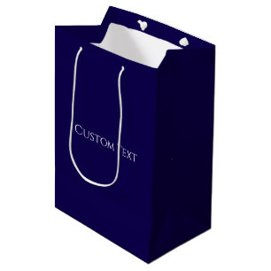 Sac Cadeau Moyen Bleu Nuit Uni Élégant