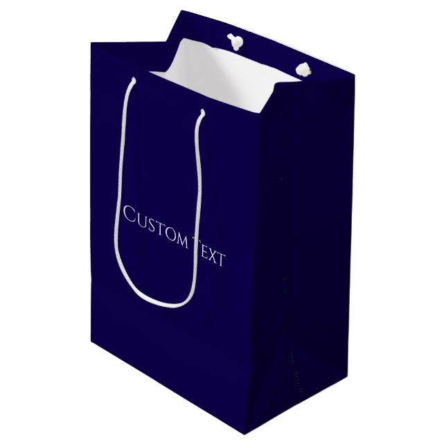Sac Cadeau Moyen Bleu Nuit Uni Élégant (Devant Angle)
