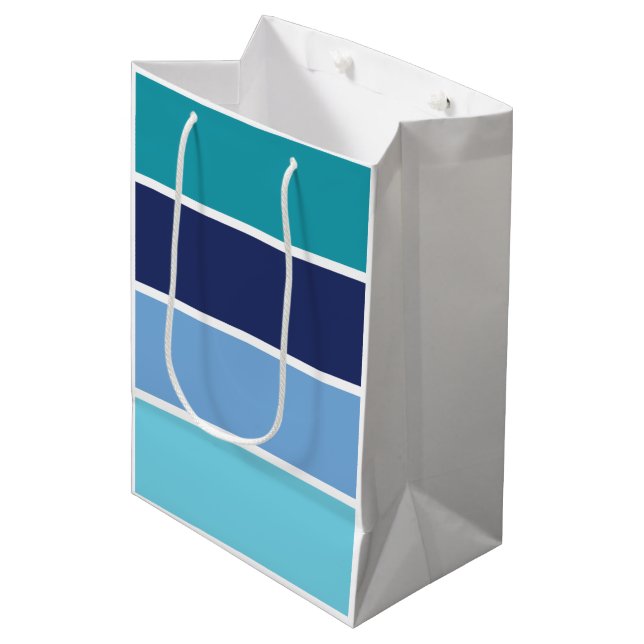 Sac Cadeau Moyen Bleu rayé (Devant Angle)