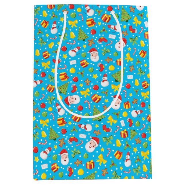 Sac Cadeau Moyen Bleu tropical de Noël (Devant)