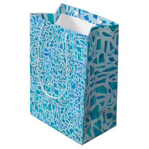 Sac Cadeau Moyen Bleu Turquoise Mosaïque Carrelage Moderne Chic