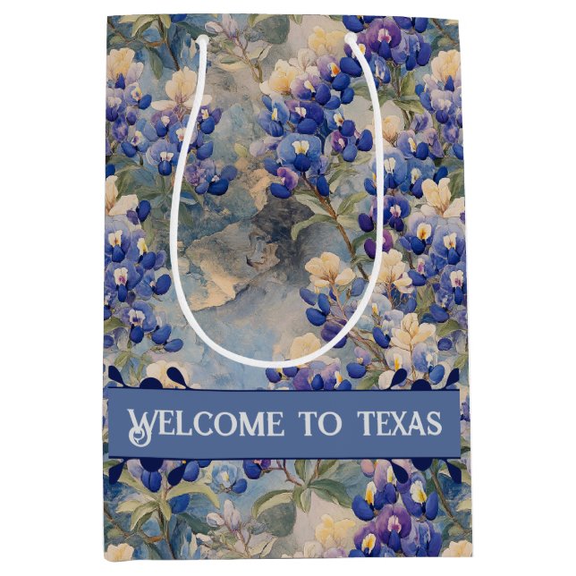 Sac Cadeau Moyen Bleuets commémoratifs du Texas, (Devant)