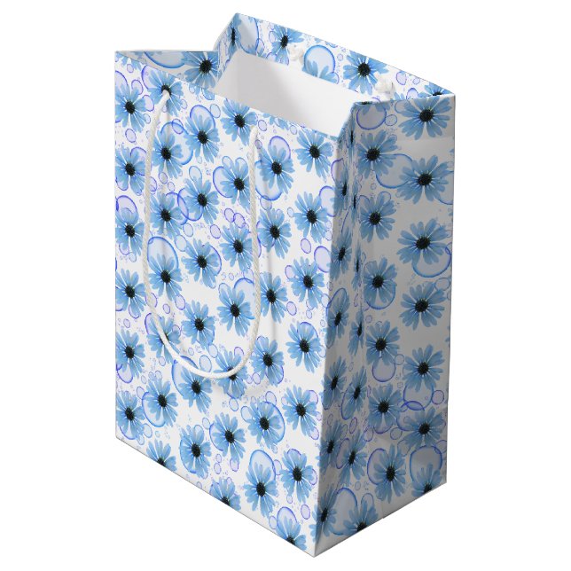 Sac Cadeau Moyen Bleus Bleus Baies Et Bulles (Dos Angle)