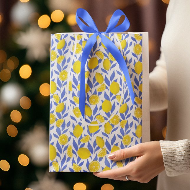 Sac Cadeau Moyen Bleus Citrons Méditerranée (Créateur téléchargé)