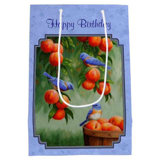 Sac Cadeau Moyen Bleus et pêches bleu (Dos)