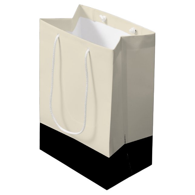 Sac Cadeau Moyen Bloc de couleur blanc unisex noir et blanc (Devant Angle)