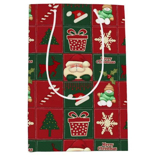 Sac Cadeau Moyen Blocs de Noël CADEAU M (Devant)