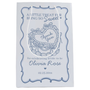 Sac Cadeau Moyen Blue Bow Retro Coquette Fête des mariées de gâteau