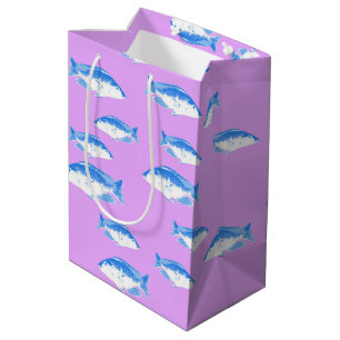Sac Cadeau Moyen Blue fish on lilac