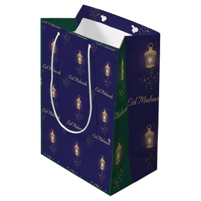 Sac Cadeau Moyen Blue Green Eid Gift Bag (Dos Angle)