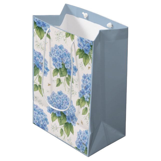 Sac Cadeau Moyen Blue Hydrangea Gift Bag | Botanical (Devant Angle)