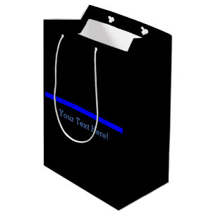 Sac Cadeau Moyen Blue Line mince symbolique votre texte sur le noir