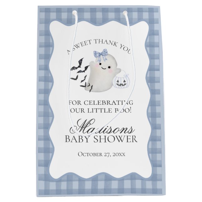 Sac Cadeau Moyen Blue Pastel Little Boo Ghost Baby Shower Favors (Devant)