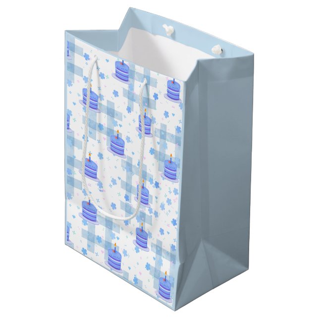 Sac Cadeau Moyen Blue-Themed Birthday (Devant Angle)