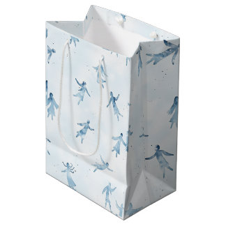 Sac Cadeau Moyen Blue Watercolor Abstract Silhouettes