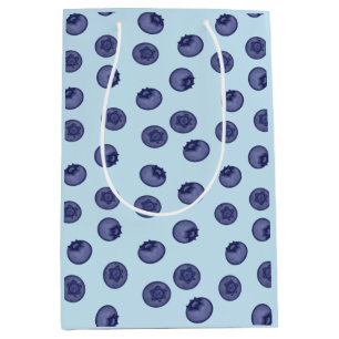 Sac Cadeau Moyen Blueberry naturel. Bleus mûrs sur bleu