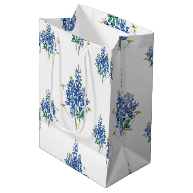 Sac Cadeau Moyen Bluebonnets et Fleurs sauvages (Devant Angle)