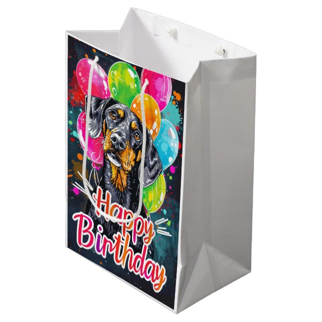 Sac Cadeau Moyen Bluetick Coonhound avec Ballons (Devant Angle)