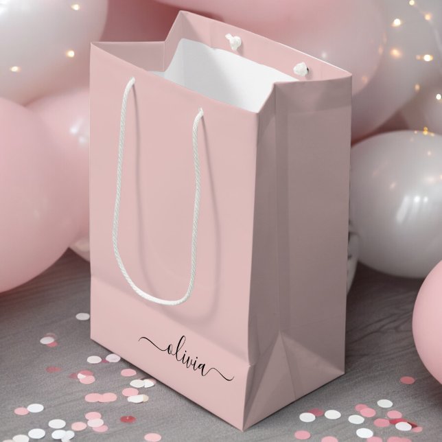 Sac Cadeau Moyen Blush Rose Poussiéreux Moderne Écriture Féminine M (Créateur téléchargé)