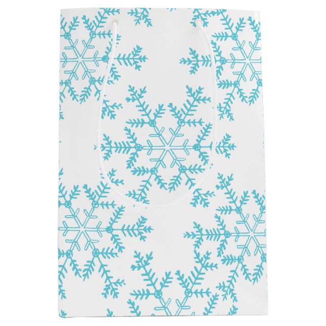 Sac Cadeau Moyen Boho Blue Snowflakes Gift Bag (Devant)