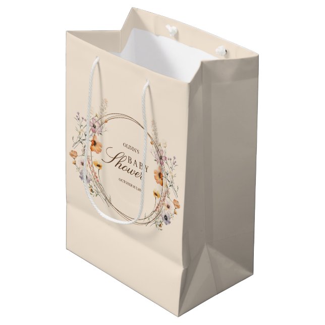 Sac Cadeau Moyen Boho Fleurs sauvages (Devant Angle)