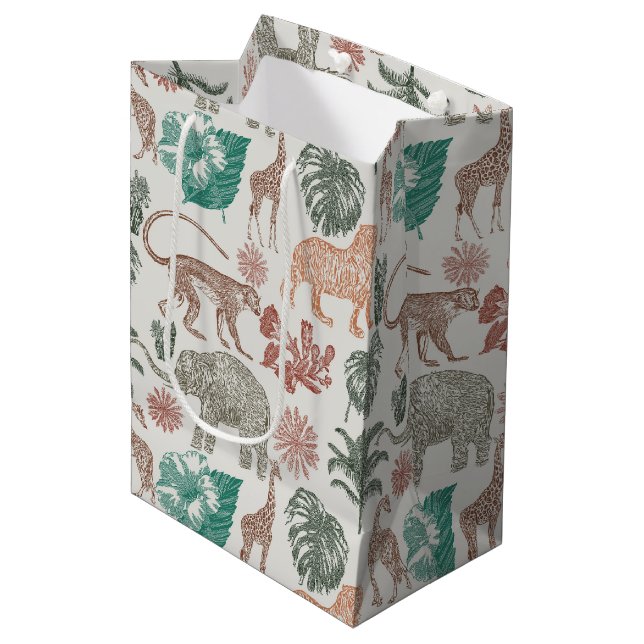 Sac Cadeau Moyen Boho Jungle Safari (Devant Angle)