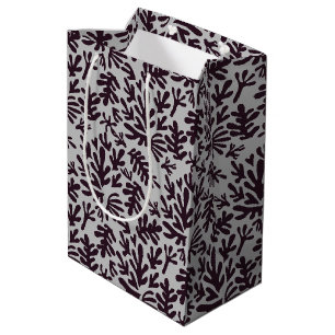 Sac Cadeau Moyen Boho Matisse Formes botaniques Motif gris noir