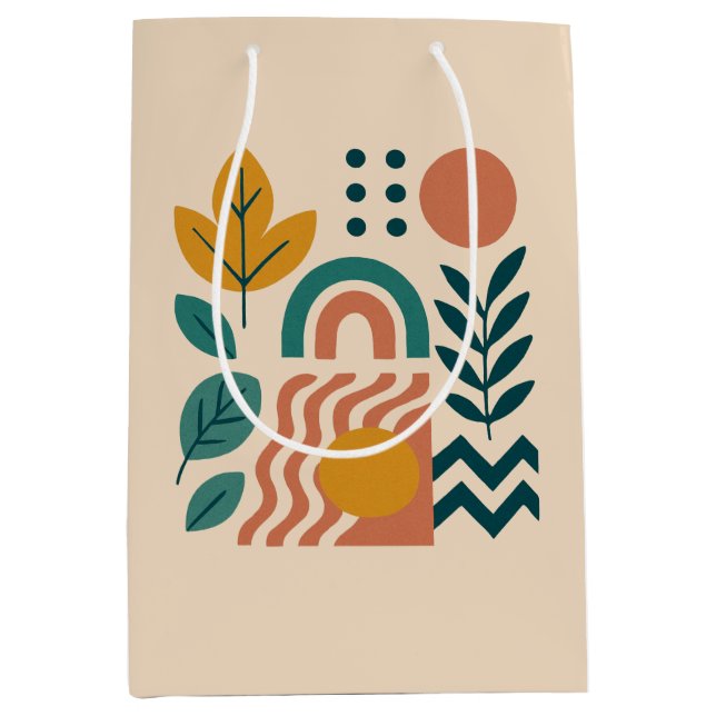 Sac Cadeau Moyen Boho moderne Abstrait Nature Wall Art (Devant)