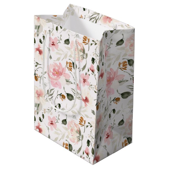 Sac Cadeau Moyen Boho moderne aquarelle florale (Dos Angle)