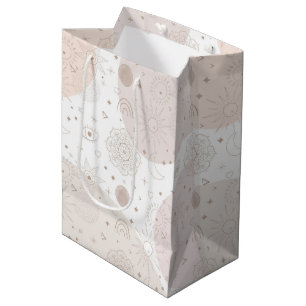 Sac Cadeau Moyen Boho Neutral Space Doodles Design esthétique