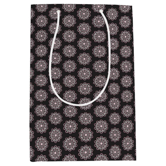 Sac Cadeau Moyen Boho Pink & Black Mandala (Devant)