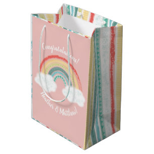 Sac Cadeau Moyen Boho Rainbow Baby shower rose