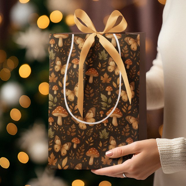 Sac Cadeau Moyen Boho Woodland Forest Champignons | Couleurs d'auto (Créateur téléchargé)