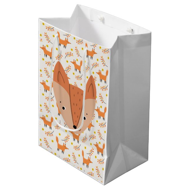 Sac Cadeau Moyen Bois Animaux Boho Design Fox (Devant Angle)