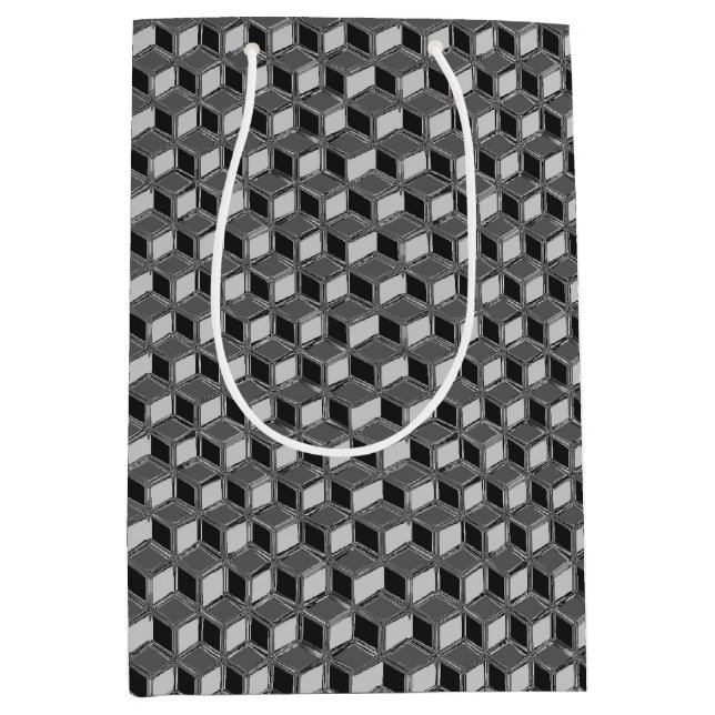 Sac Cadeau Moyen Boîtes 3D Chrome - gris hématite (Devant)