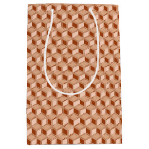 Sac Cadeau Moyen Boîtes 3D chromées - couleur cuivre