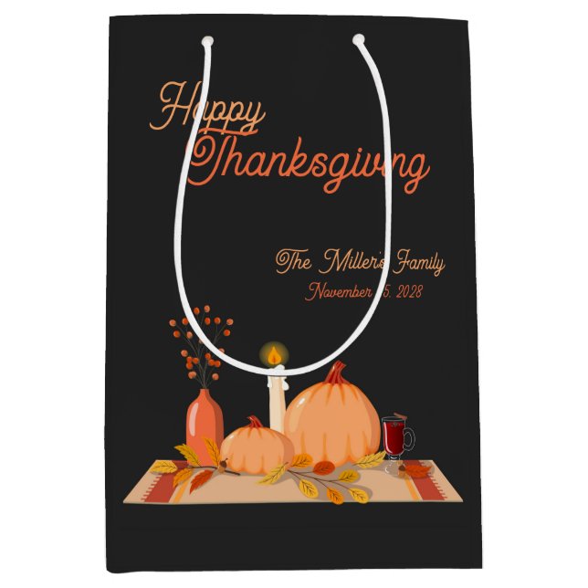 Sac Cadeau Moyen Bon thanksgiving personnalisé (Devant)