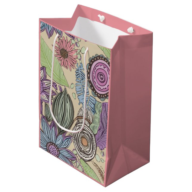 Sac Cadeau Moyen Bonheur Botanique (Devant Angle)