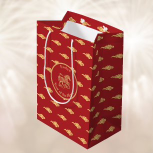 Sac Cadeau Moyen Bonne année lunaire du Cheval Nuages chanceux